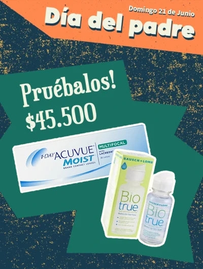 lentes de contacto multifocales diarios con BioTrue 60ml de regalo